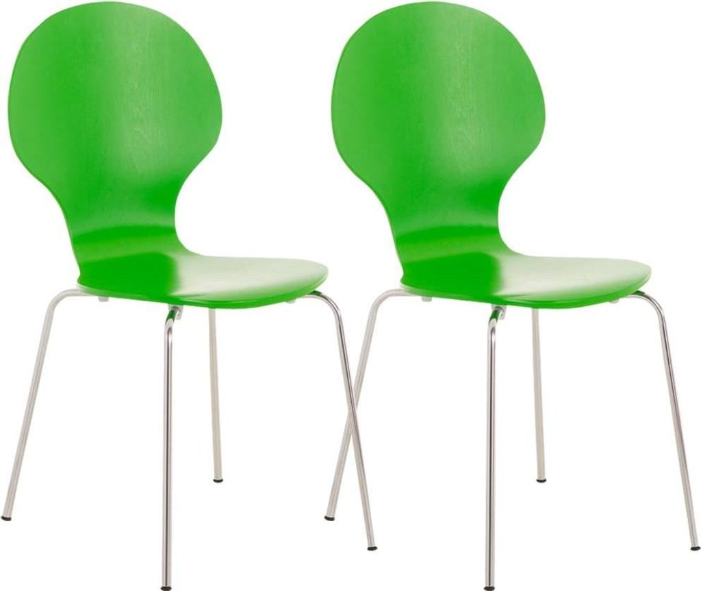 2x stapelbare Besucherstühle – ergonomischer Sitz – platzsparendes Design | Farbe: Grün