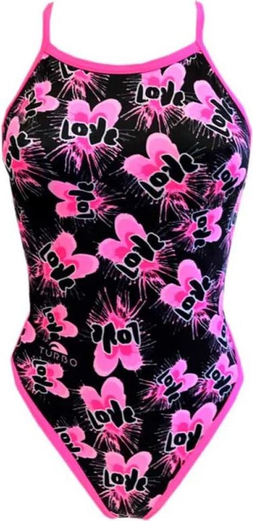 Turbo Double Heart Revolution Badeanzug Schwarz,Rosa 5XL Damen Schwarz,Rosa 5XL