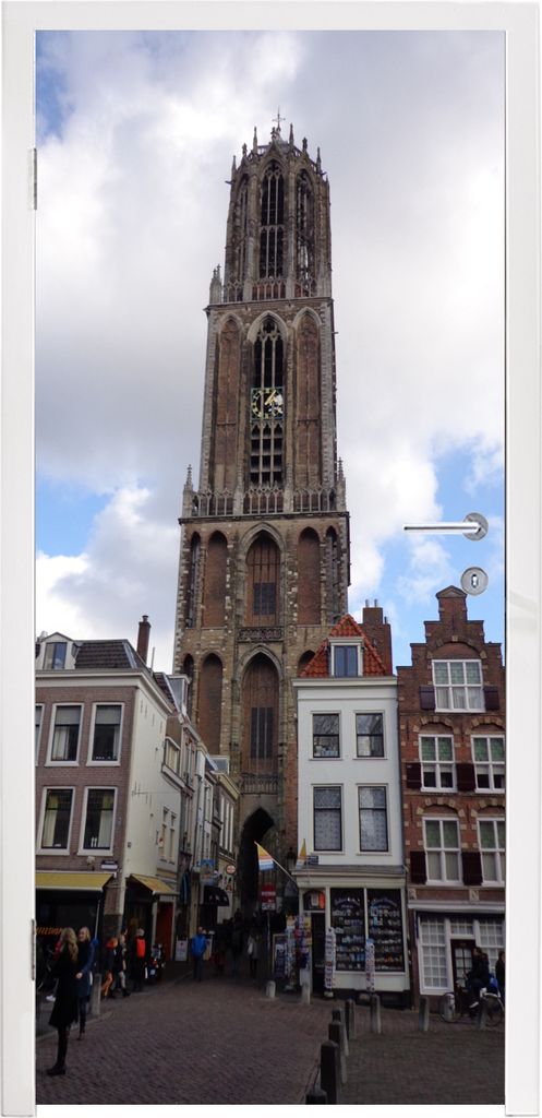 MuchoWow Türtapete Selbstklebende Türfolie Utrecht - Domturm - Wolken 80x205 cm Türposter Türaufkleber Klebefolie Türklebefolie - Fototapete...