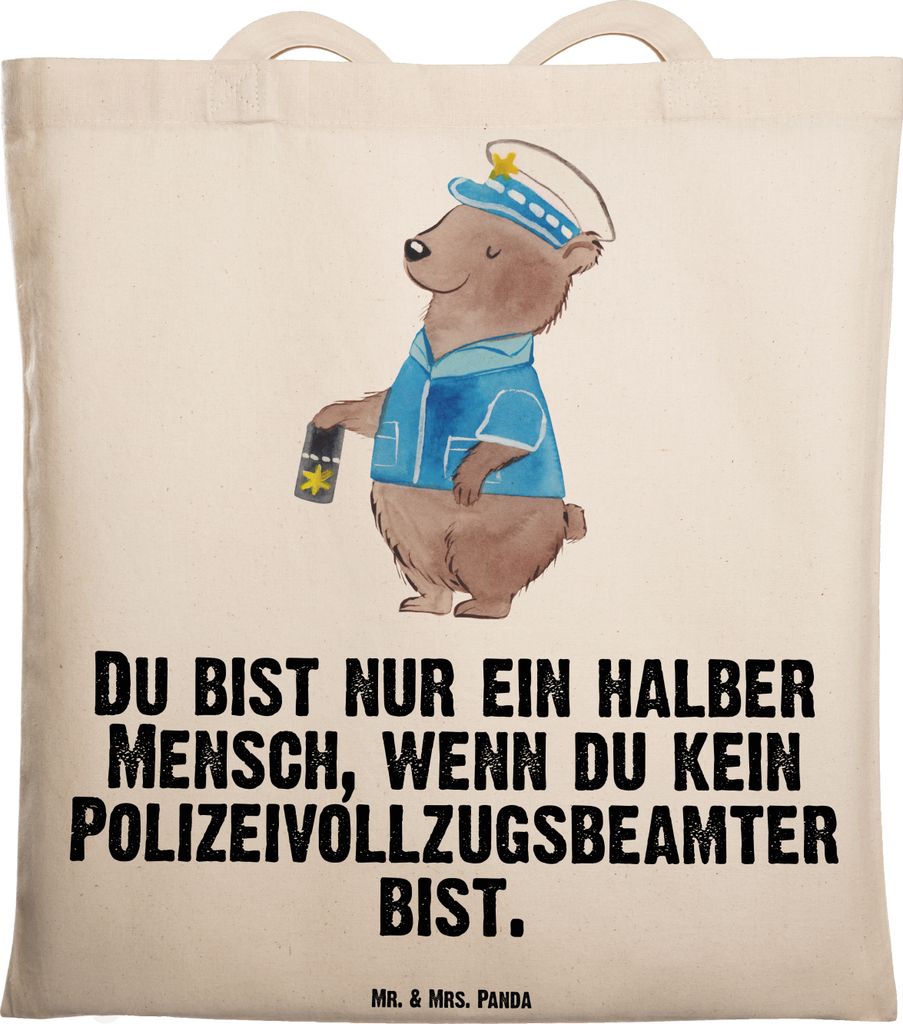 Mr. & Mrs. Panda Tote Bag Polizeivollzugsbeamter Herz - Transparent - Geschenk, Laptoptasche, Schultasche, Polizei, Jutebeutel, Polizist, Tasche, S...