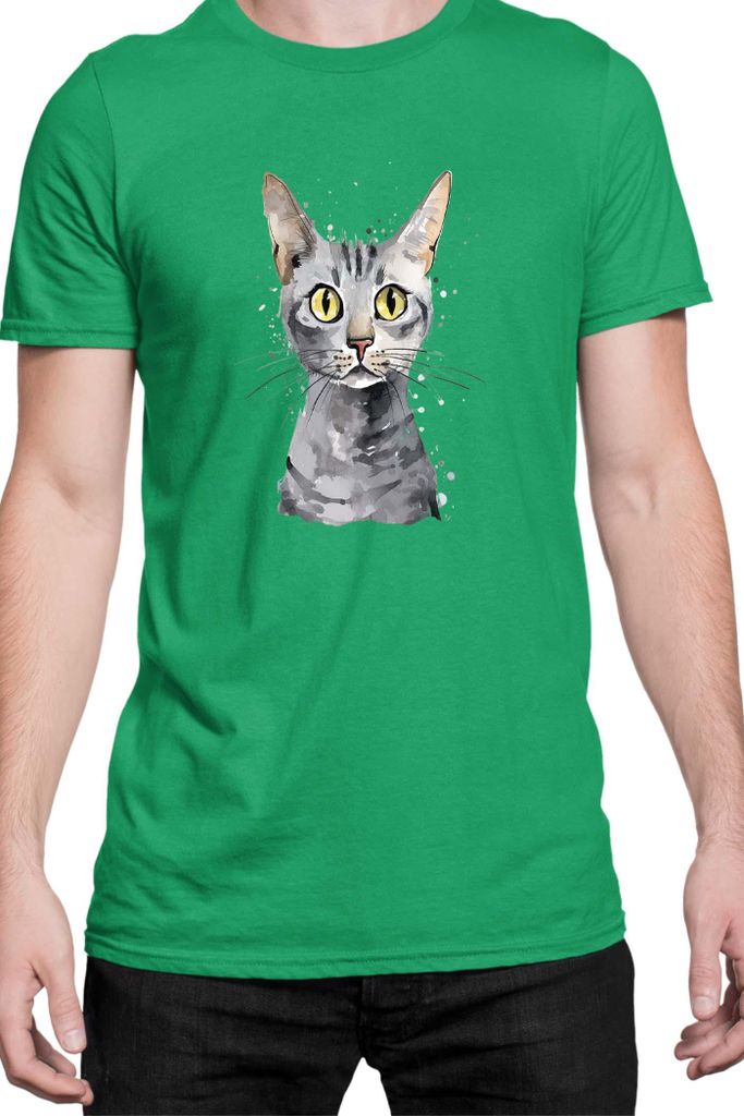 Herren T-Shirt Funny Cats Breeds Egyptian Mau Cat 021, Man XL / Grün