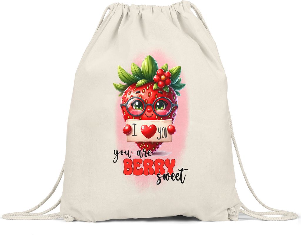 I Love You You Are Berry Sweet Erdbeeren Liebe Spruch Turnbeutel