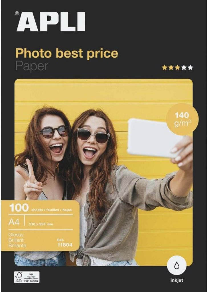 Apli - Fotopapier Best Price ft A4, 140 g, Packung mit 100 Blatt