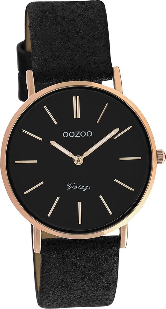 Oozoo Damen Armbanduhr Vintage Series Analog Leder schwarz D2UOC20159