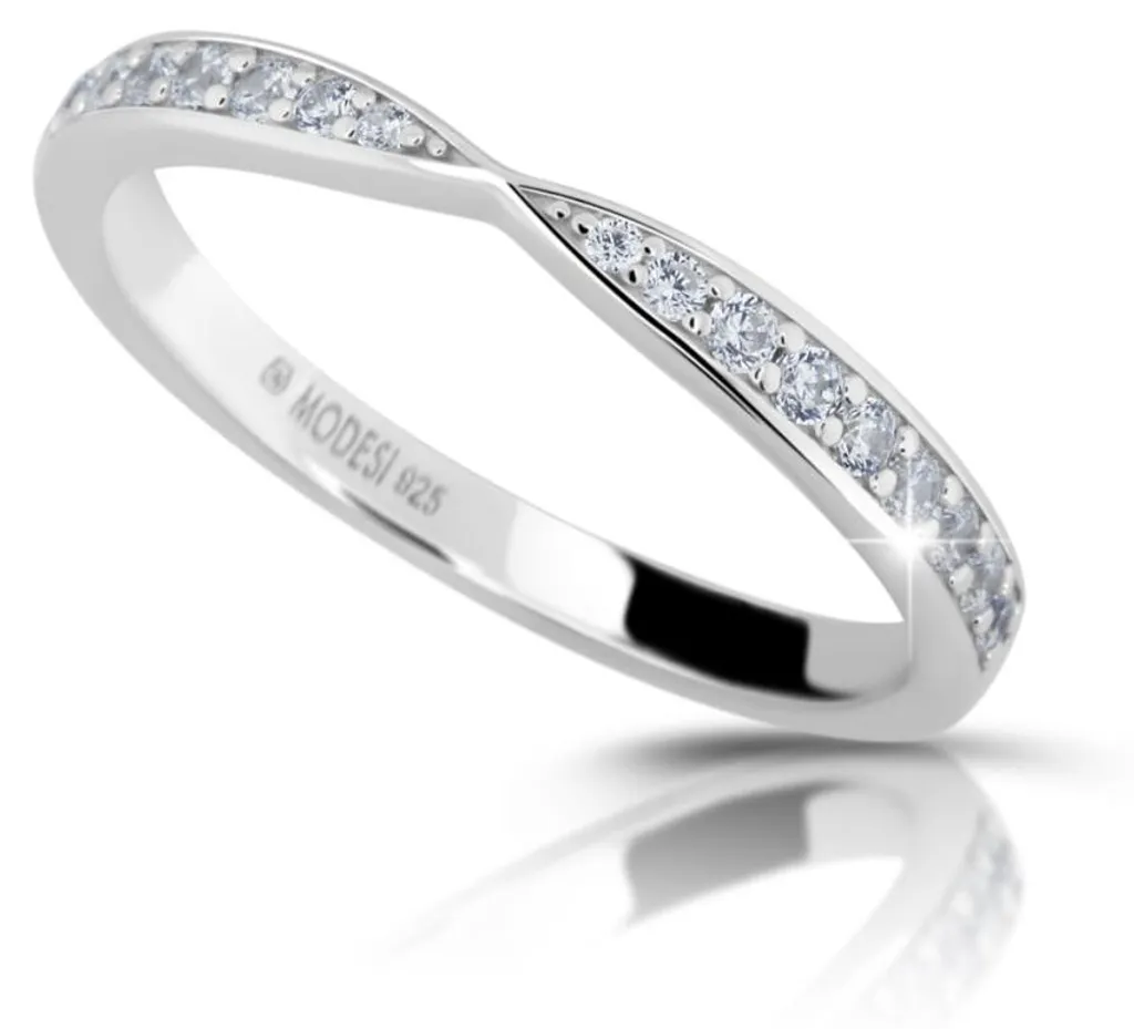 Bague brillante avec zircons cubiques M01111 - Éclat argenté 60mm