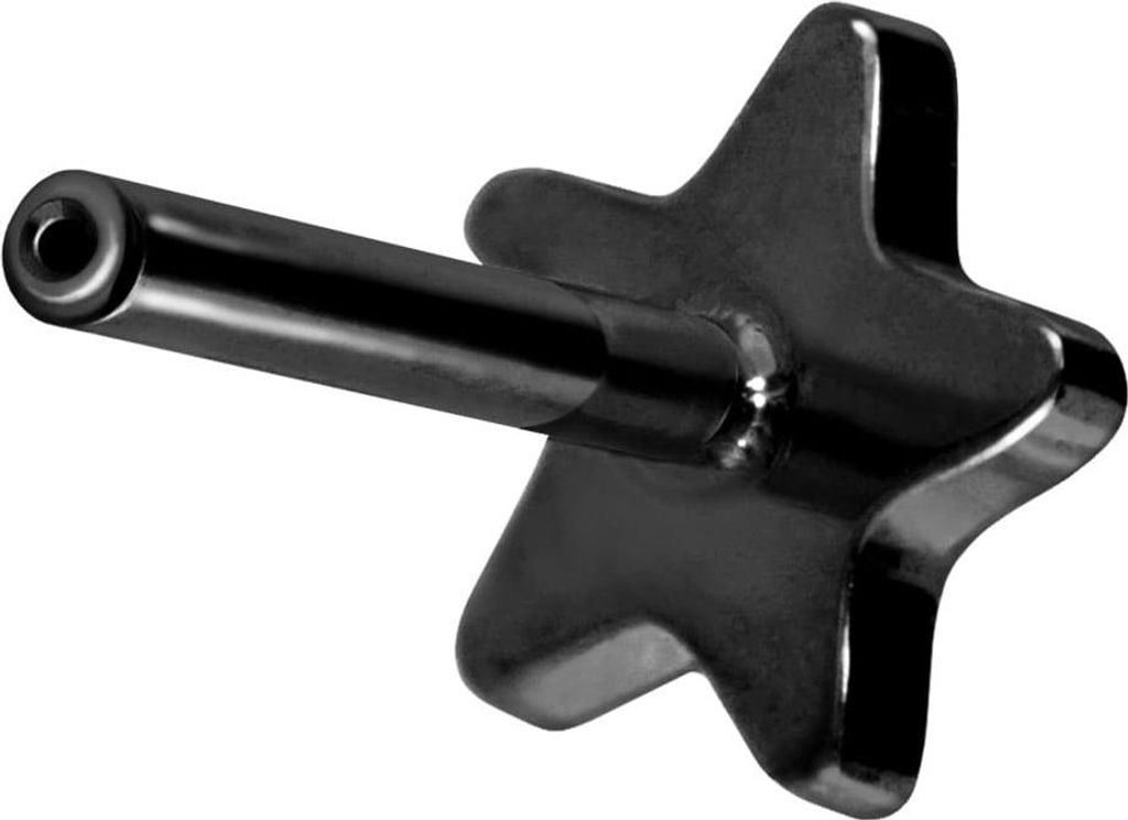 Ohrpiercing, Nasenpiercing Titan Labret mit Push Fit ohne Kugel STERN Schwarz Stablänge: 9mm | Stabstärke: 1mm