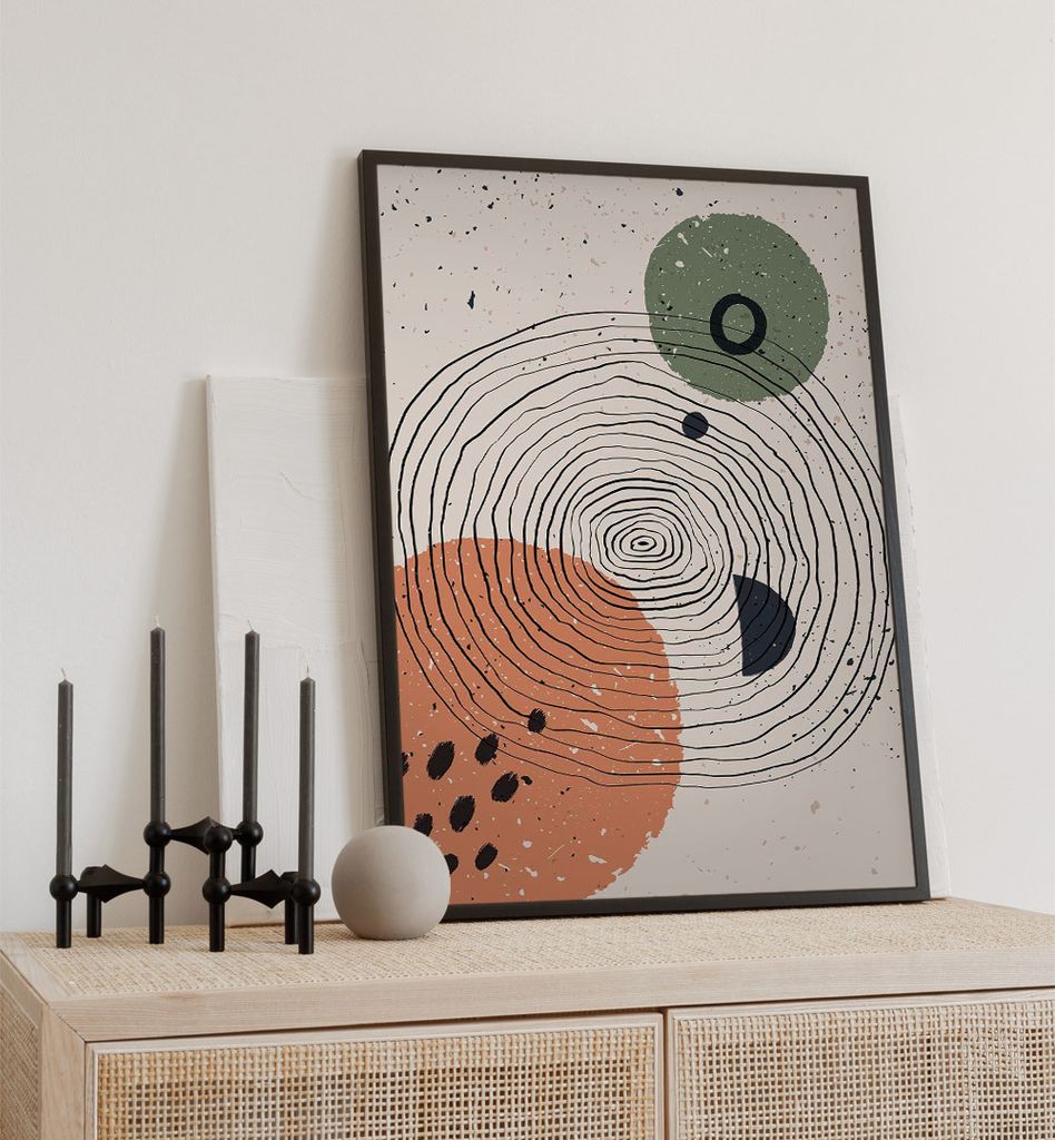 Poster Abstrakte Kreise, groesse_poster:30x40 cm, groesse_rahmen:weiß Passepartout 40x50 cm