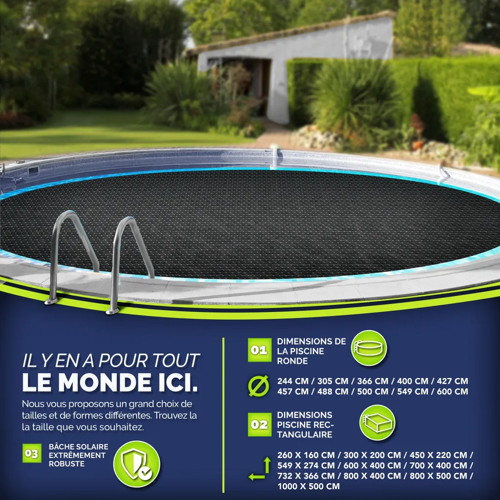 Telo Solare Piscina Tillvex 7x4 m - Riscaldamento Nero 400µm - 9
