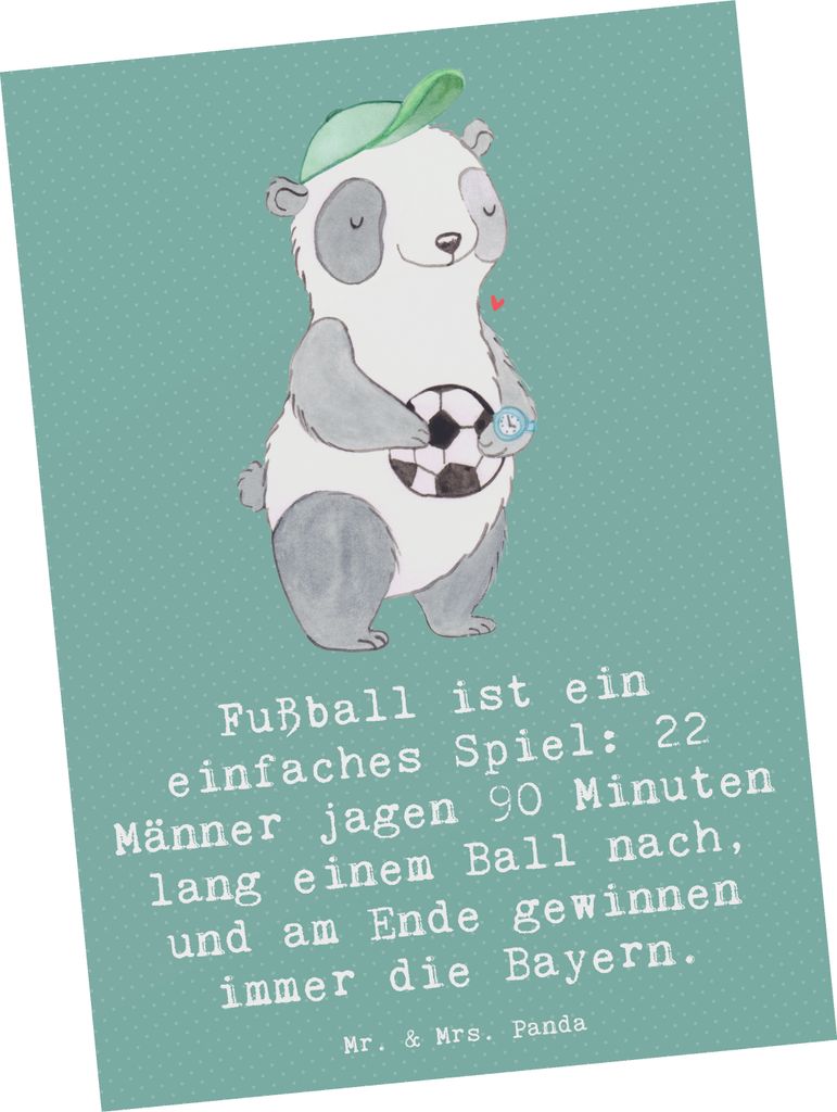 Mr. & Mrs. Panda Postkarte Fußball Bayern - Meeresbrise - Geschenk, Sportler, Spieler, Bewunderer, Sportart, Sieg, Grußkarte, Teamsport, Stadion,...