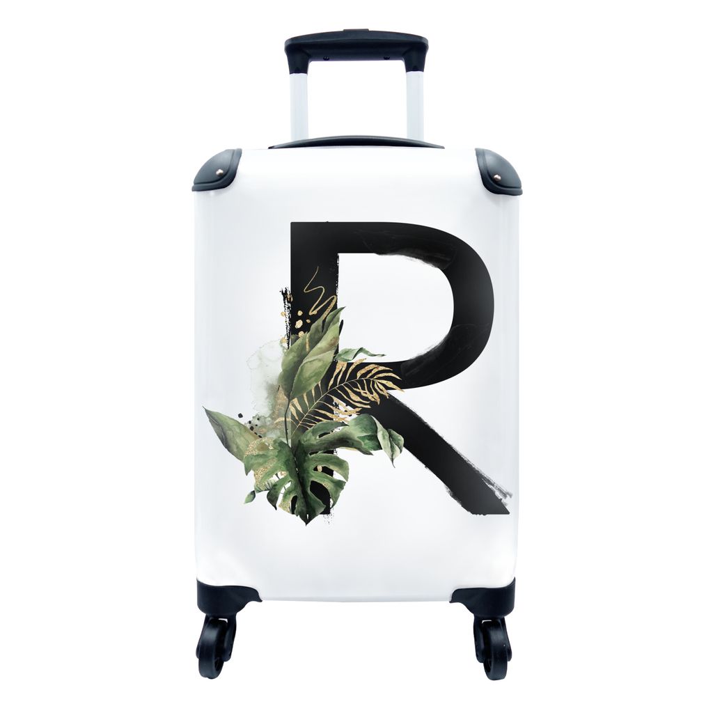 MuchoWow Koffer Handgepäck Trolley Rollkoffer Kleine Reisekoffer mit 4 Rollen - Dschungel - Alphabet - Buchstabe R - Cabin Size < 55x40x23 cm & ...