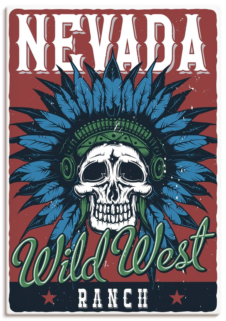 ARTland Leinwandbild Totenkopf Indianer Nevada Größe: 90x130 cm