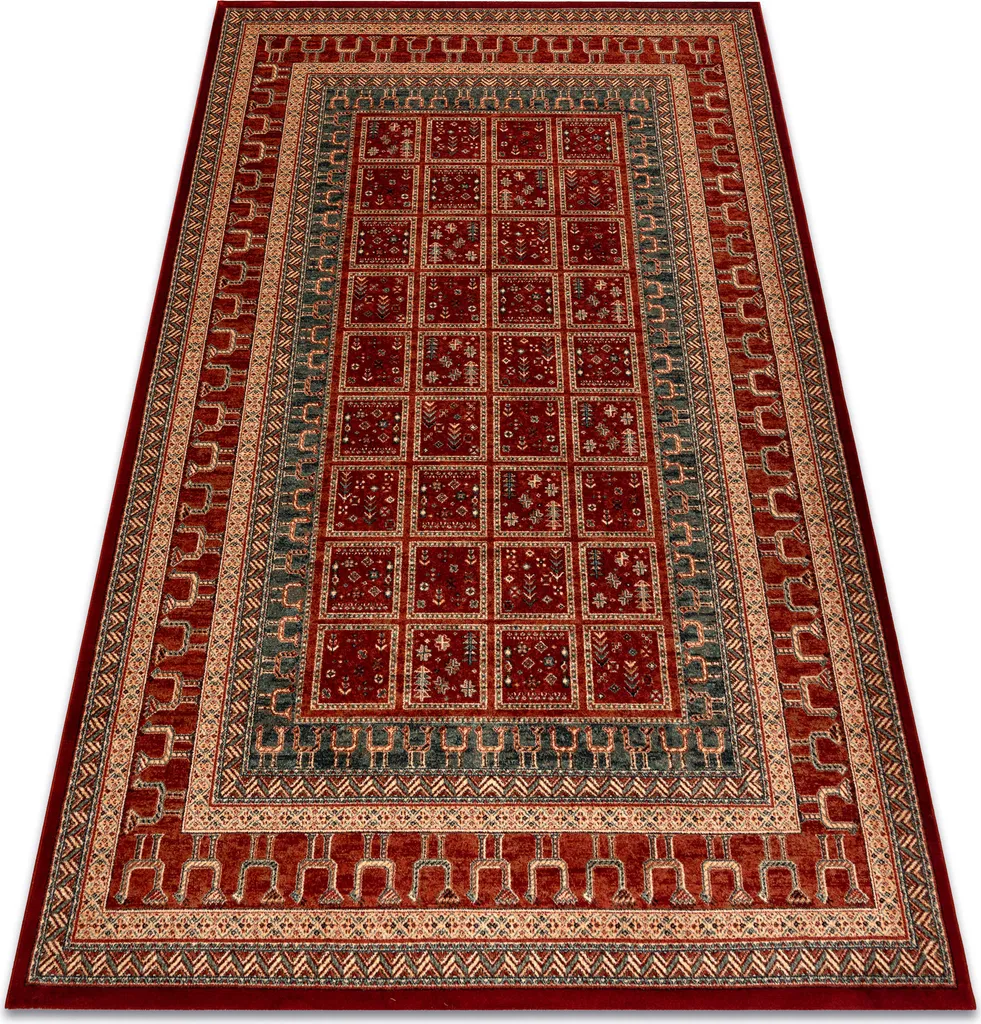 Tapis de Couloir Oriental KASHQAI Rouge et Vert Idéal Petit Espace