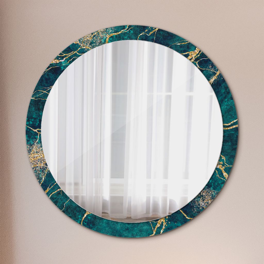 Spiegel - Mirror zum Wandspiegel Schlafzimmer – Schminkspiegel- Malachit grün Marmor- Ø100cm