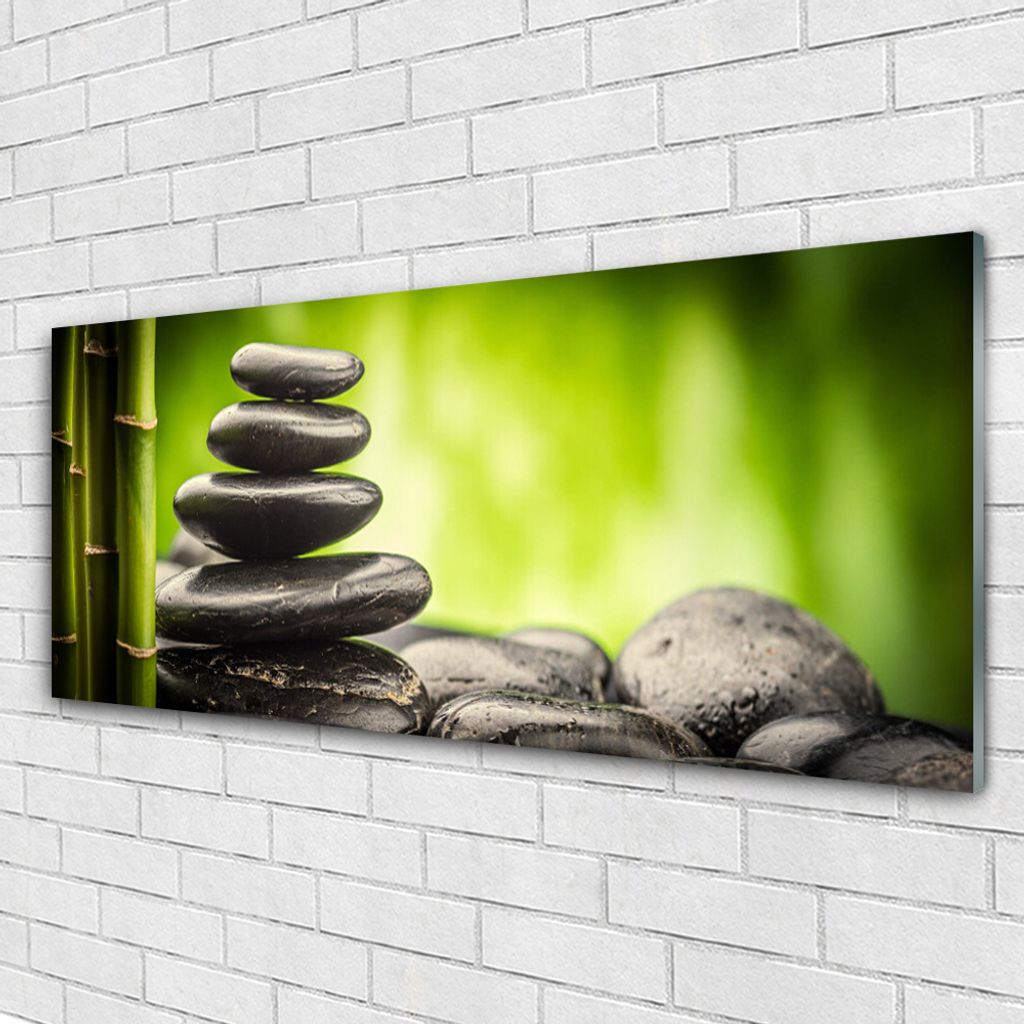 Acrylglasbilder 125x50 Wandbild Druck Bambus Steine Kunst
