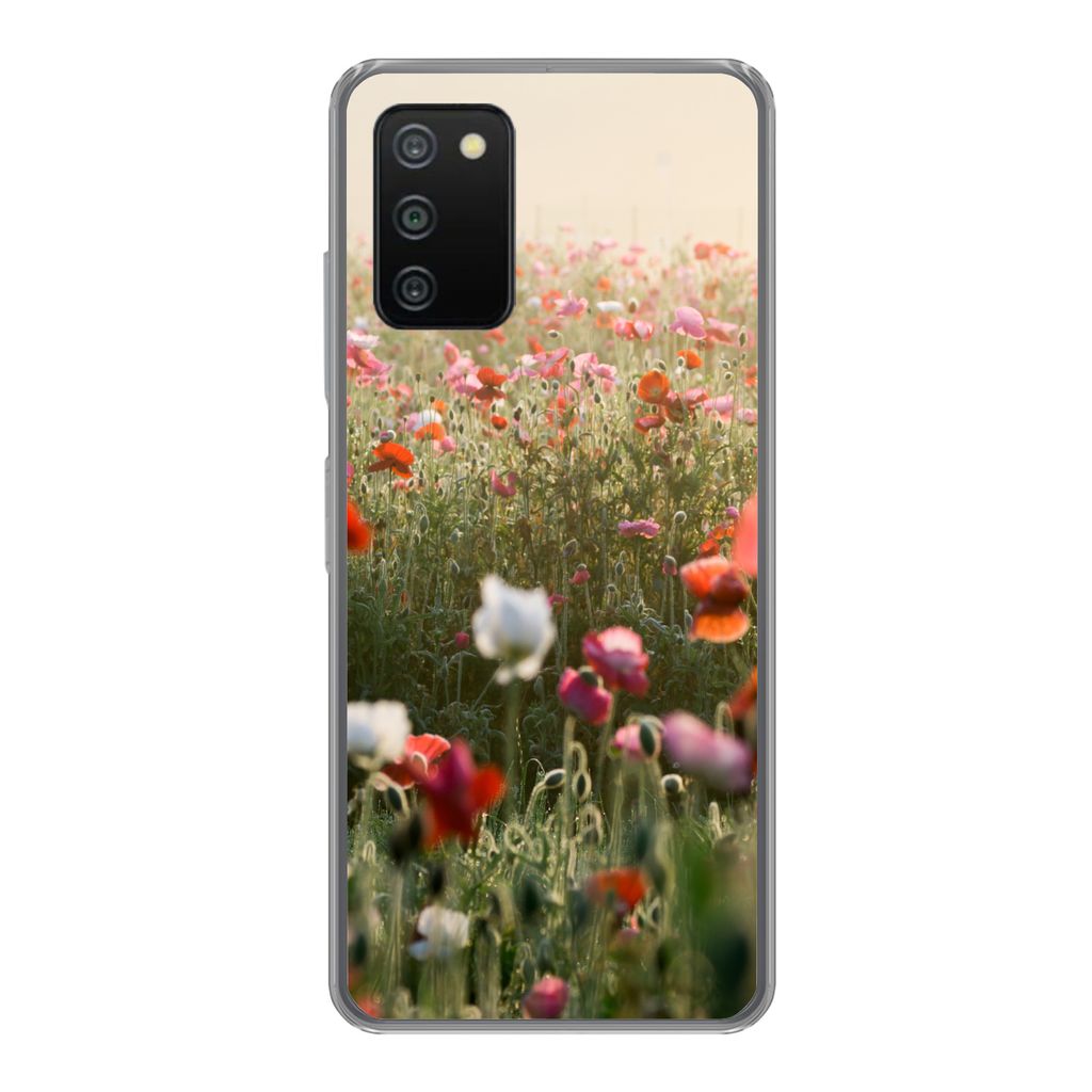 MuchoWow Handyhülle Schutzhülle Hülle für Samsung Galaxy A03s Mohn - Farben - Pastell Silikon Softcase Handy Hülle - Schutz