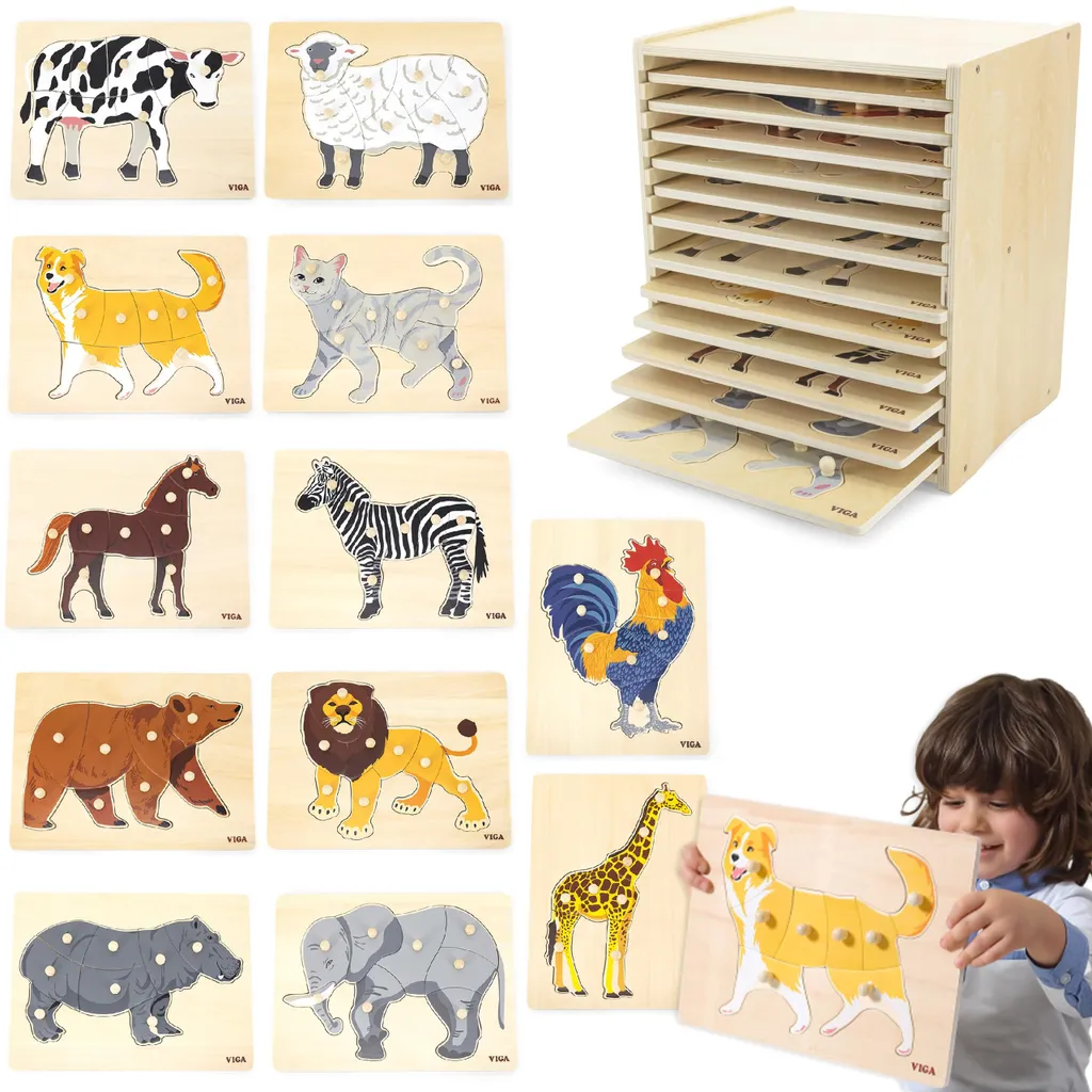 Puzzles Animaux en Bois Montessori : Fini le Désordre avec le Support
