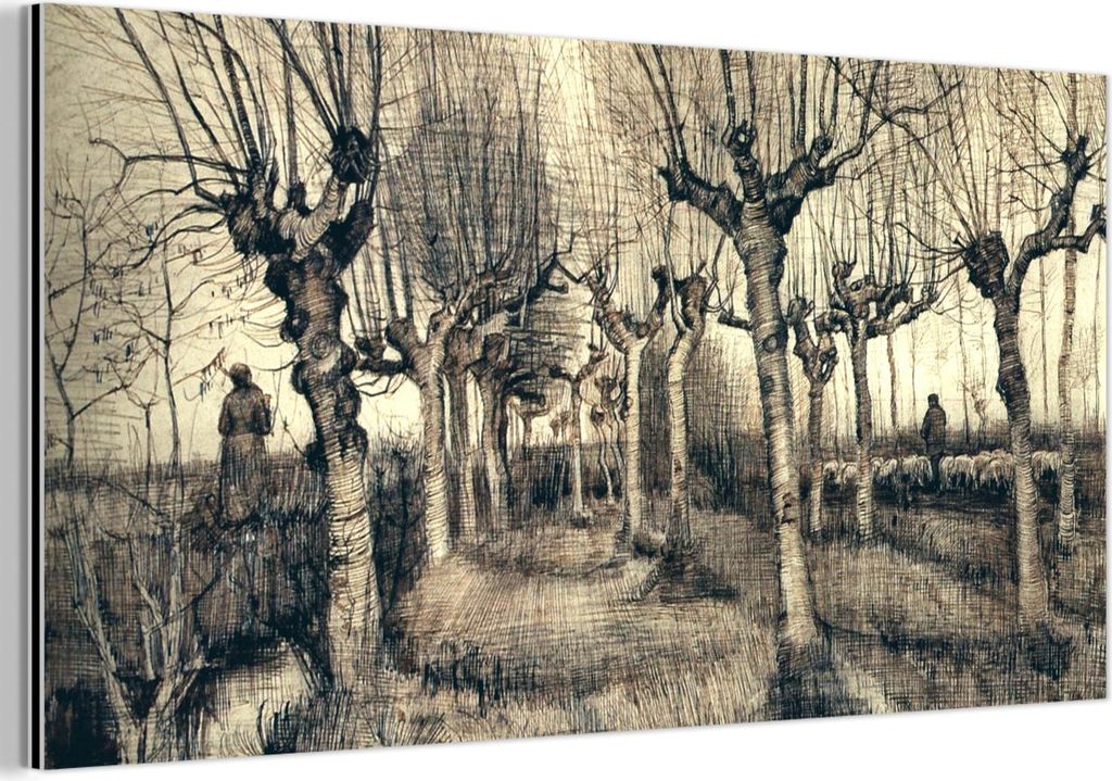 MuchoWow Wanddekoration Metall Metallbild Wandkunst 120x60 cm Pollard-Birken - Vincent van Gogh MuchoWow Aluminium Gemälde - Metalbilder