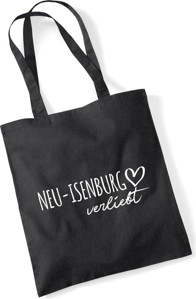 Huuraa Jutebeutel Neu-Isenburg verliebt 10 Liter Black Baumwolle Tasche Geschenkidee