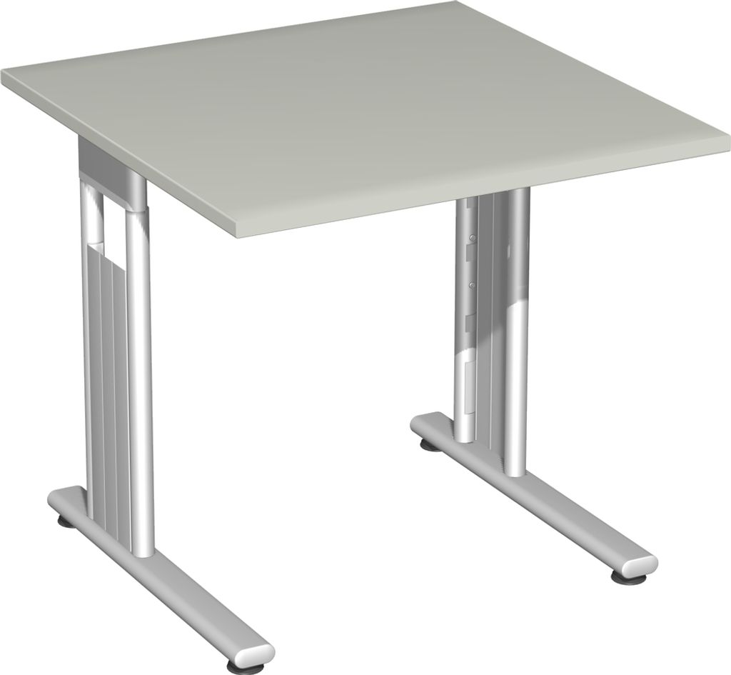 Geramöbel Schreibtisch feste Höhe, 800x800x720, Lichtgrau/Silber, S-618101-LS