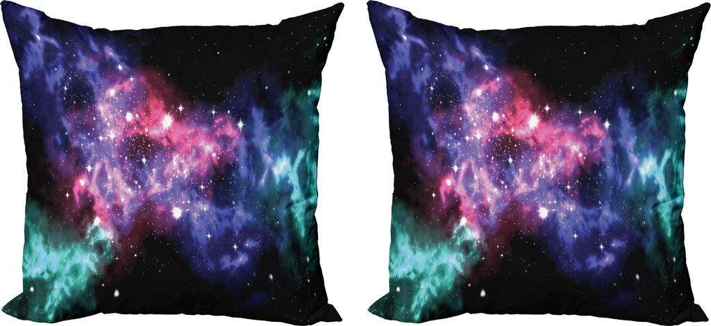 ABAKUHAUS Weltraum Kissenbezug Set (2Stück), Sterne Und Staubige Gaswolke Im Planetarische Magischen Kosmos Universum Druck, 45 x 45 cm, Lila Pink...