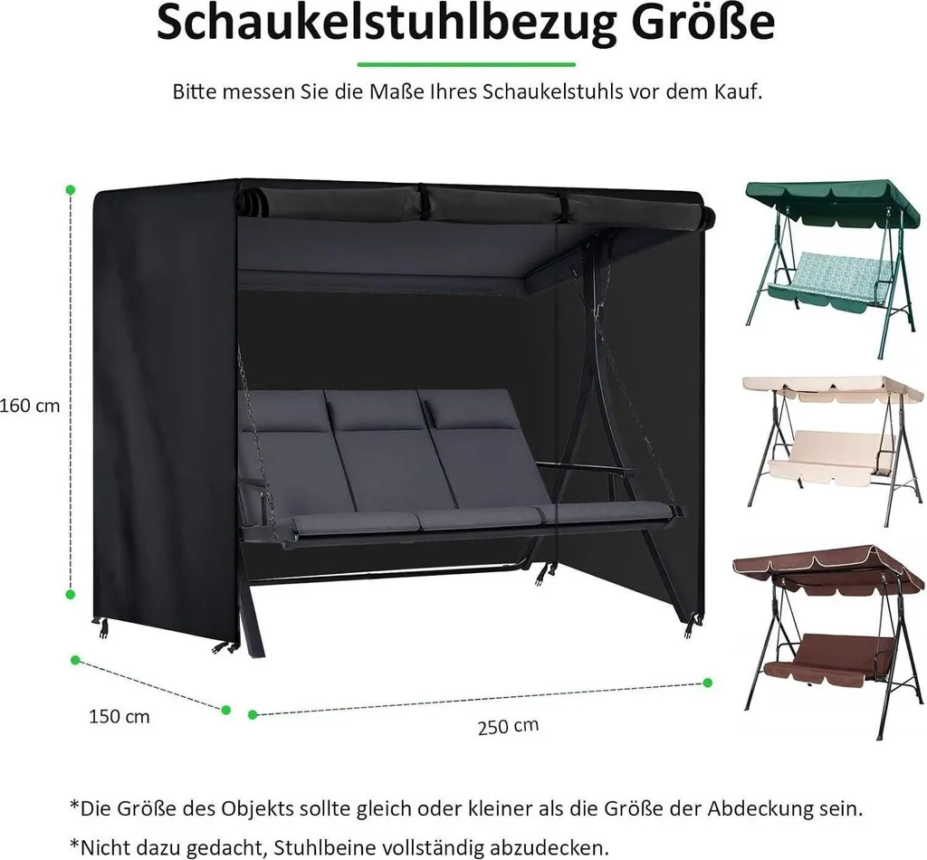 Housse de balancelle extérieure imperméable bâche de protection 600D