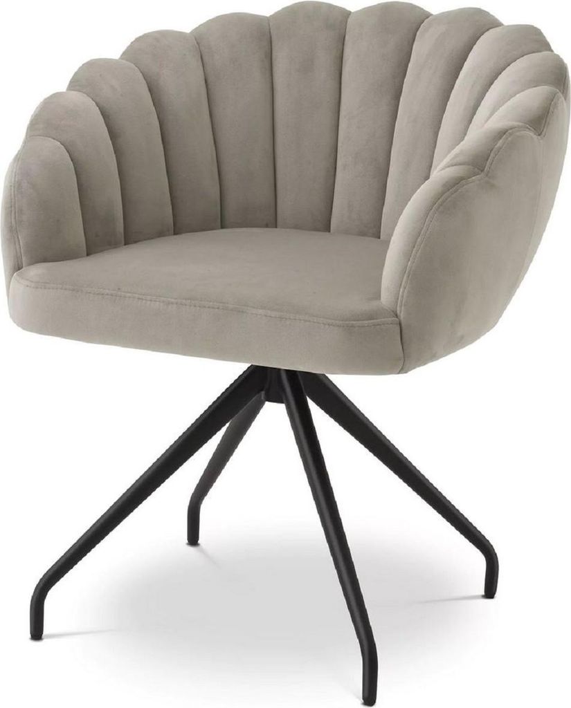Casa Padrino Luxus Esszimmerstuhl Greige / Schwarz 65,5 x 64 x H. 78,5 cm - Drehstuhl mit edlem Samtsoff - Esszimmer Möbel - Luxus Möbel - Luxus ...