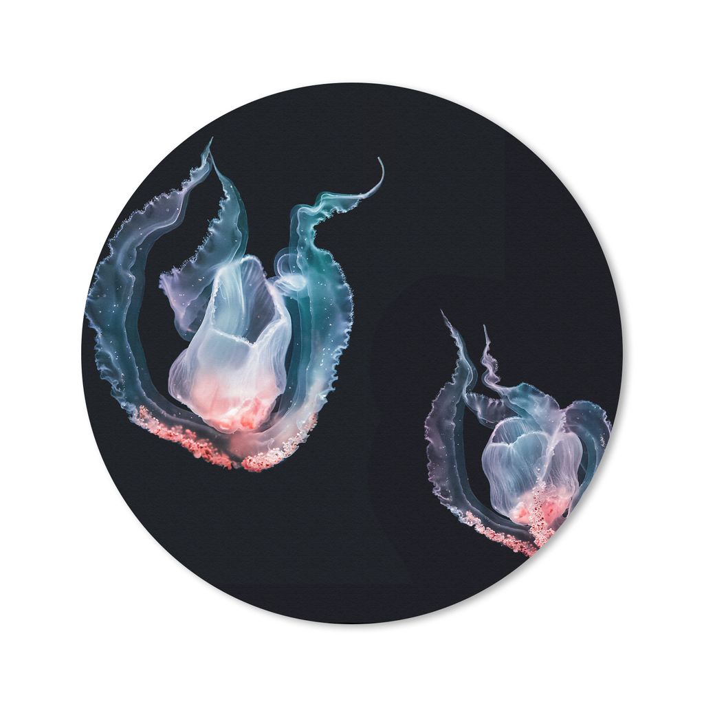 MuchoWow Mauspad Mousepad Quallen - Meerestiere - Schwarz 20x20 cm - Mousepads - Maus Mat - Pad - Mausunterlage - Schreibtischmatte