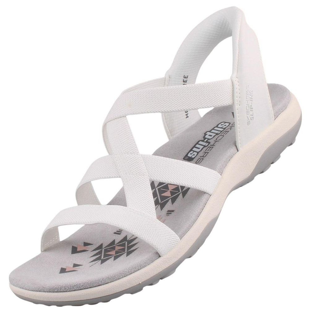 Skechers Slip-Ins Reggae Slim Stretch Flex Damen Sandale Weiß