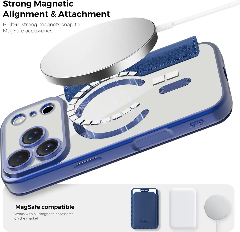 i-Blason Cover per iPhone 17 Pro Max 6.9'' con Supporto Integrato MagSafe [Pellicola Temperata 9H] [Protezione Militare] [Pulsante Controllo Fotocamera] Custodia Magnetica a Copertura Totale (Blu