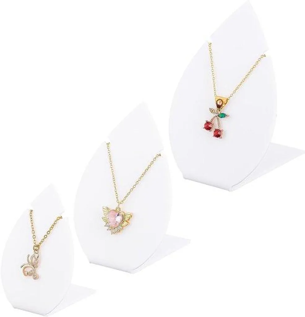 Bustes de présentation bijoux acrylique blanc pour colliers et parures