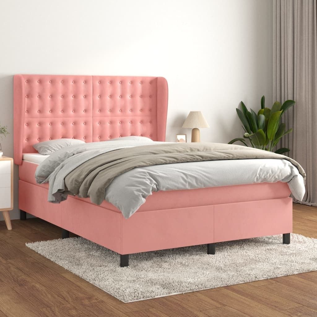 Maison Exclusive - Boxspringbett mit Matratze Rosa 140x190 cm Samt