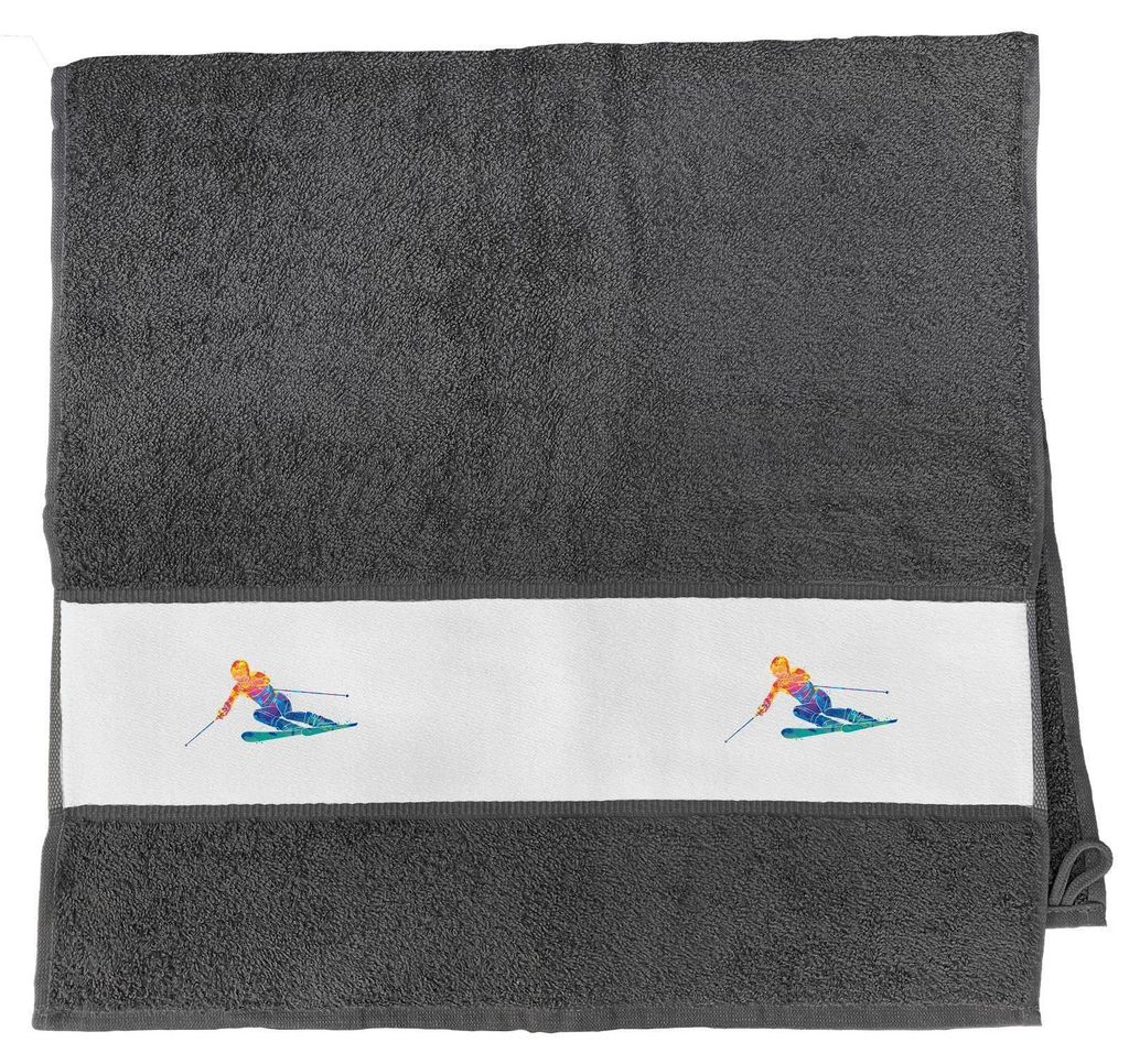 Huuraa Handtuch Ski fahren bunte Silhouette 50x100cm Graphite Baumwolle Handtuch Geschenkidee