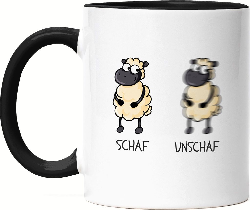 Schaf Unschaf Tasse Schwarz Lustig Wortwirt Wortspiel Fotograf Geschenk Fotografie