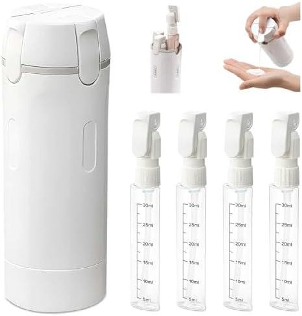 4 in 1 Reisespender Refillable, Reiseflaschen zum Befüllen, Tragbare Silikon Reise flaschen, Reise Gadgets Flugzeug Spender, Travel Essentials fü...