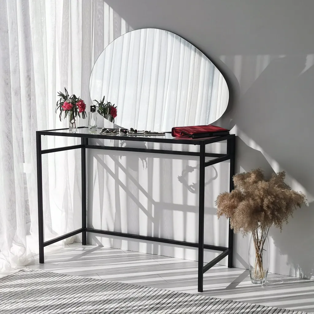 Miroir Mural Cadre Noir 60x90 Porto en MDF Résistant Style Industriel