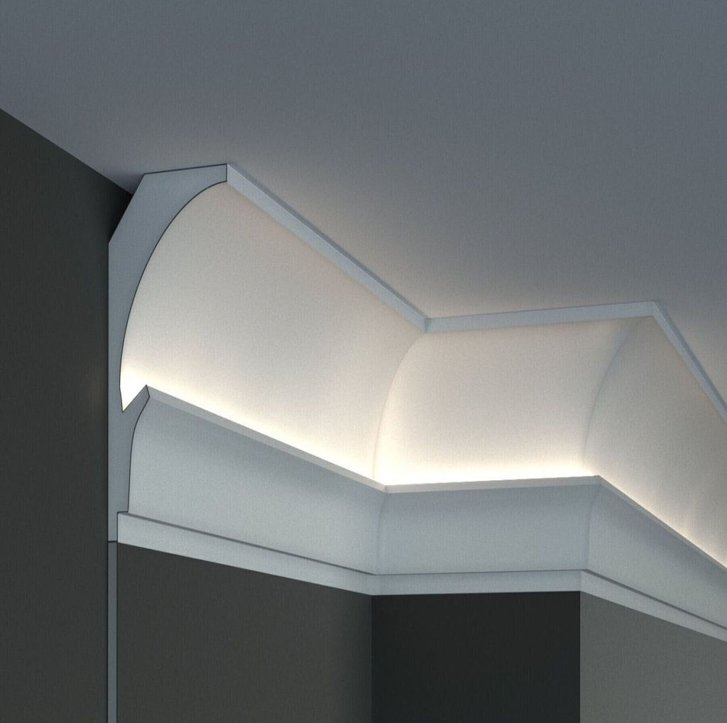 PROVISTON | Lichtleiste | Indirekte Beleuchtung | Deckenleiste | 150 x 90 x 1150 mm | XPS | Weiß | Hochwertig | Stuckleiste | Modern | Robust | La...