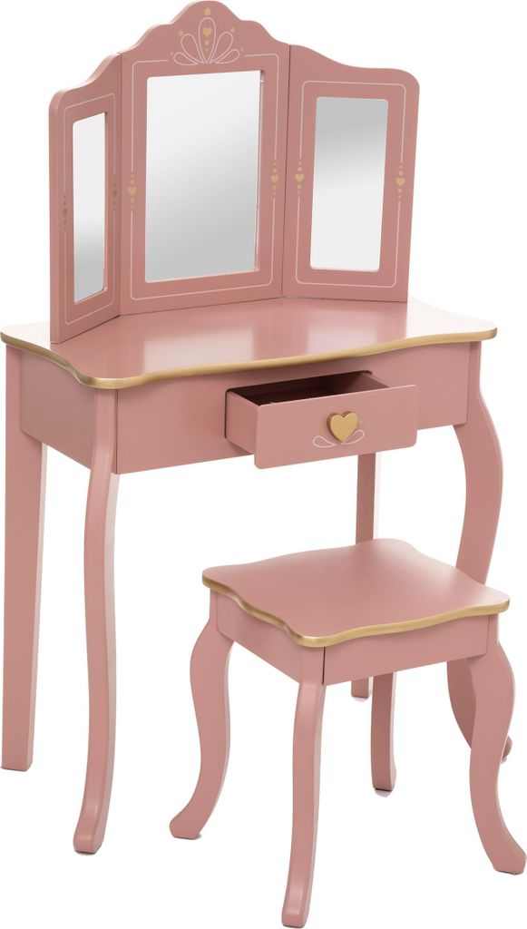 Kinderfrisiertisch und hocker "sissi" rosa l60cm  - Image du produit 