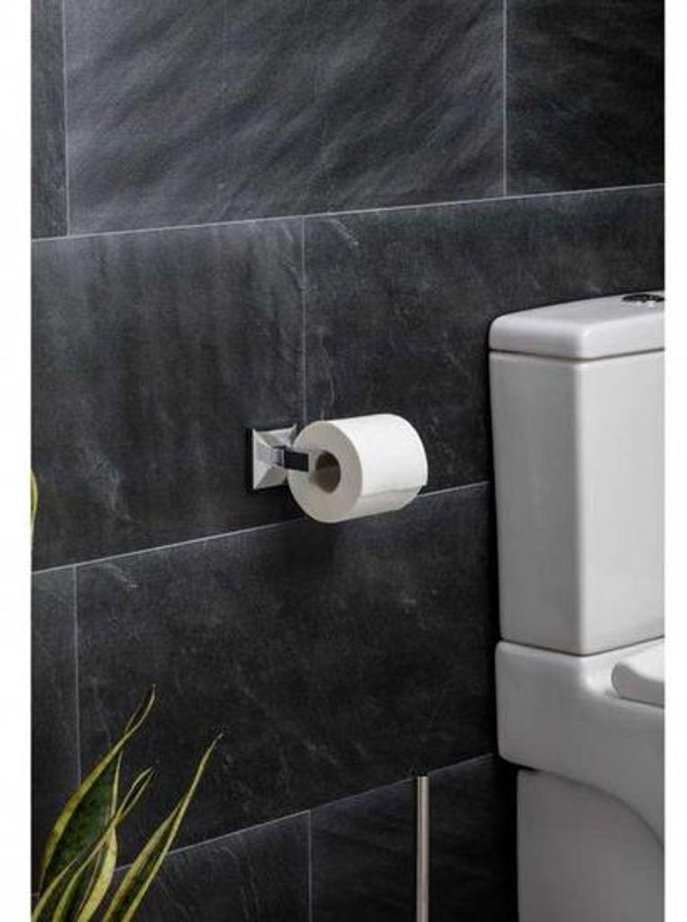 Edelstahl-Toilettentasche mit Zamak-Konstruktion, 6 x 6,5 x 16 cm, mit Schraubverschluss oder Klebepunkt.