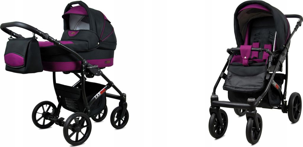 BabyLux Largo | 2in1 Kinderwagen Set | Black Purple | Kombikinderwagen | Kinderwagenset | Buggy