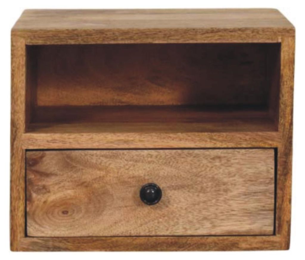 Artisan Furniture Massivholz Solis Wandmontierter Nachttisch mit 1 Schublade, eichenähnlich