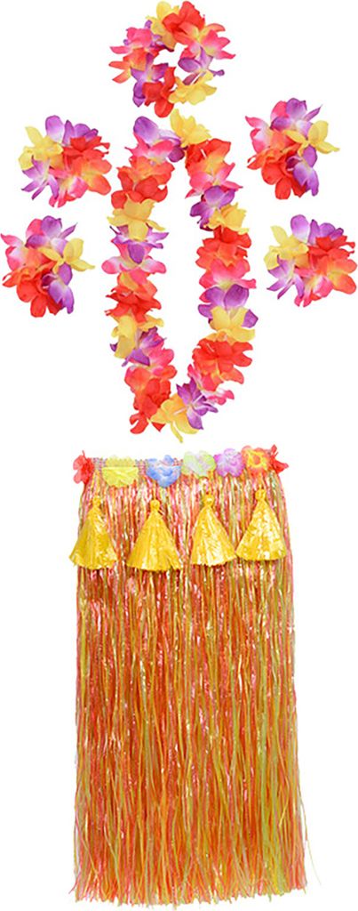 1 Set Hula Rock hohe elastische auffällige Kunststofffaser Hawaiian Hula Grasrock für den Sommer-Mehrfarbig