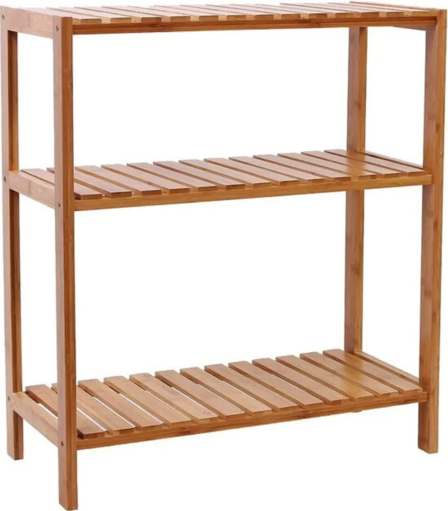 Songmics Étagère Murale en Bambou avec Porte-serviettes pour Salle de Bain