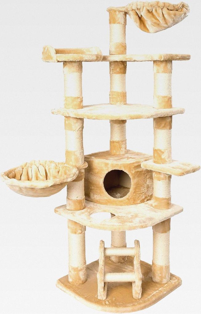 JAMAXX Premium XXL Kratzbaum für große Katzen H175cm extra-Dicke 11 cm Stämme stabil, extra-weiches Soft-Plüsch, PCT6003,beige