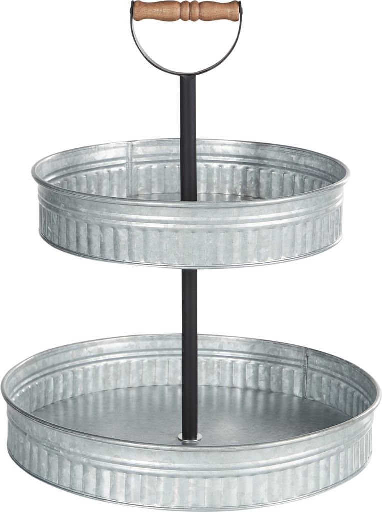 BELIANI Etagere Silber aus Eisen 2-stöckig Rund 50 cm Hoch Vintage Elegant Edles Design Dessertständer Kuchenplatte Tortenständer Serviergeschirr