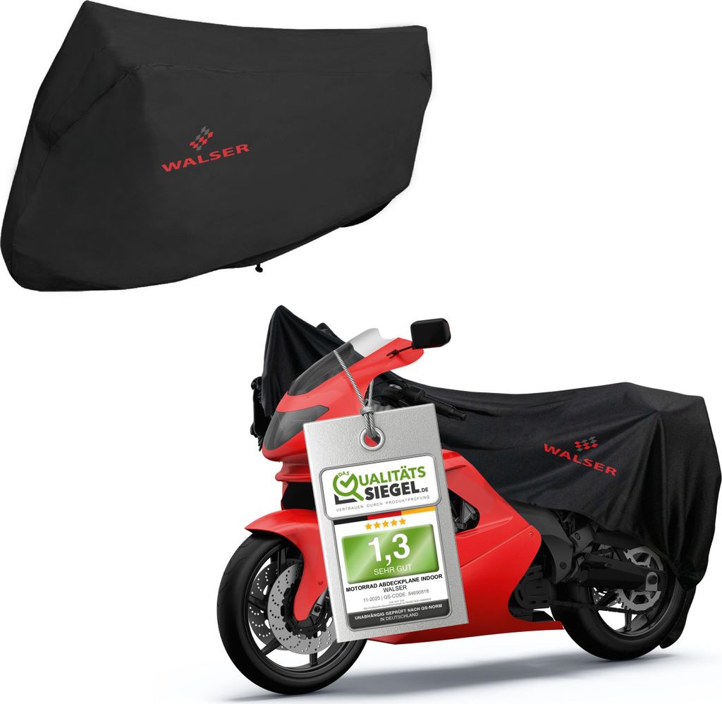 WALSER Motorrad Abdeckplane Indoor Stoff, Staubschutz Abdeckung für Innenbereich, 100% passende Stretch Motorradgarage, Winterfeste Motorradabdeck...