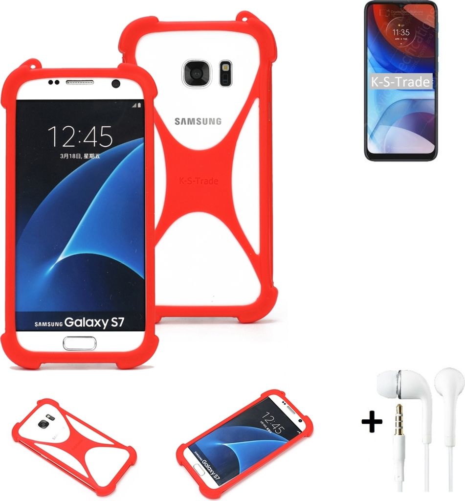Handy-hülle + Kopfhörer kompatibel mit Motorola Moto E7i Power Schutz-hülle Bumper Silikon Schutz Hülle Cover Case Silikoncase Silikonbumper TPU