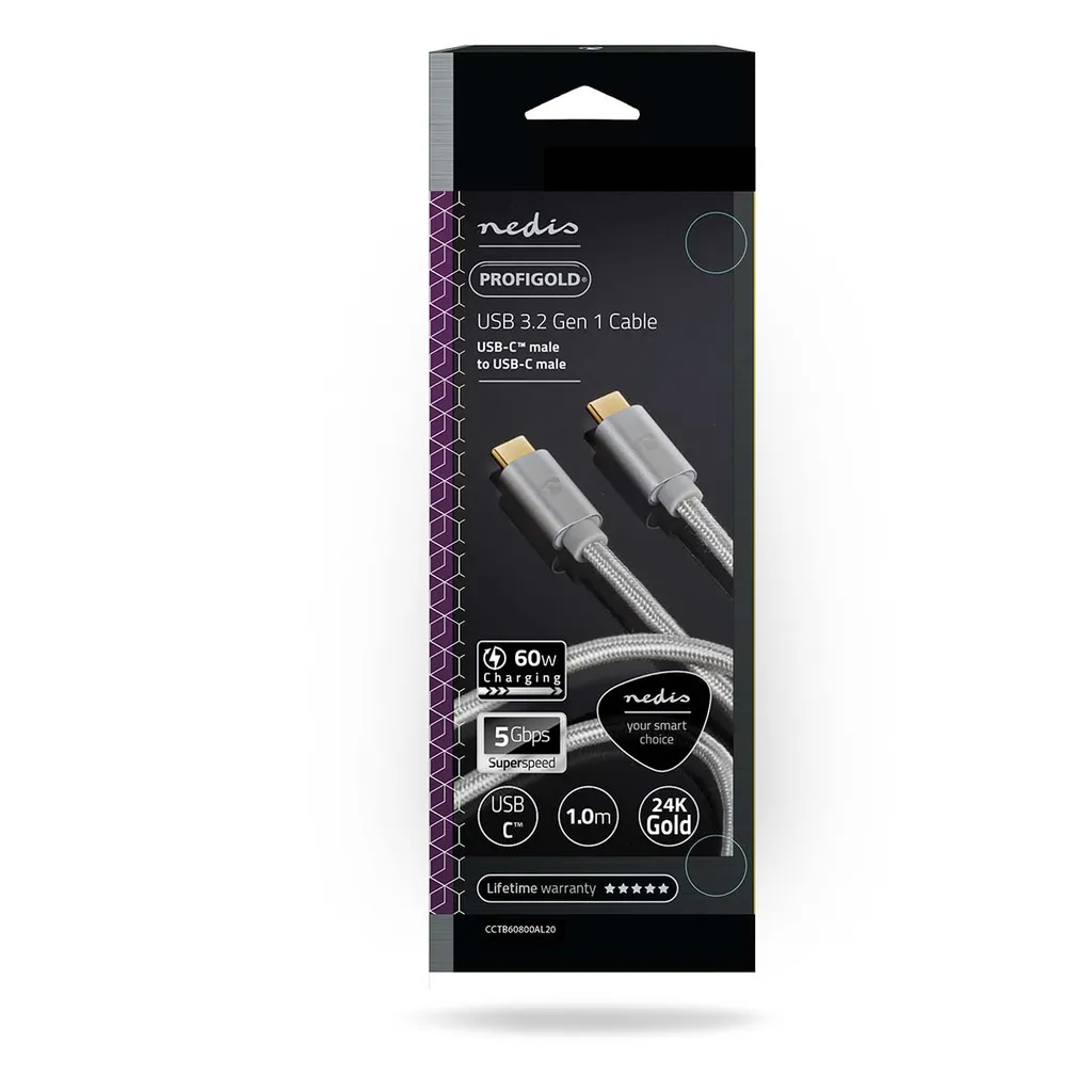 Cavo USB-C 4K 60Hz Nylon 1m - Estetica e Potenza USB 3.2 Gen 1 - 5