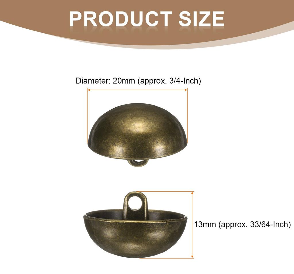 12 Stš¹ck Kn?pfe Bronze, 20mm Halbrunde Pilzkappe Metallkn?pfe Handwerk Buttons mit Schaft, Bastelkn?pfe Rund N?hkn?pfe Ersatzkn?pfe Buttons fš...