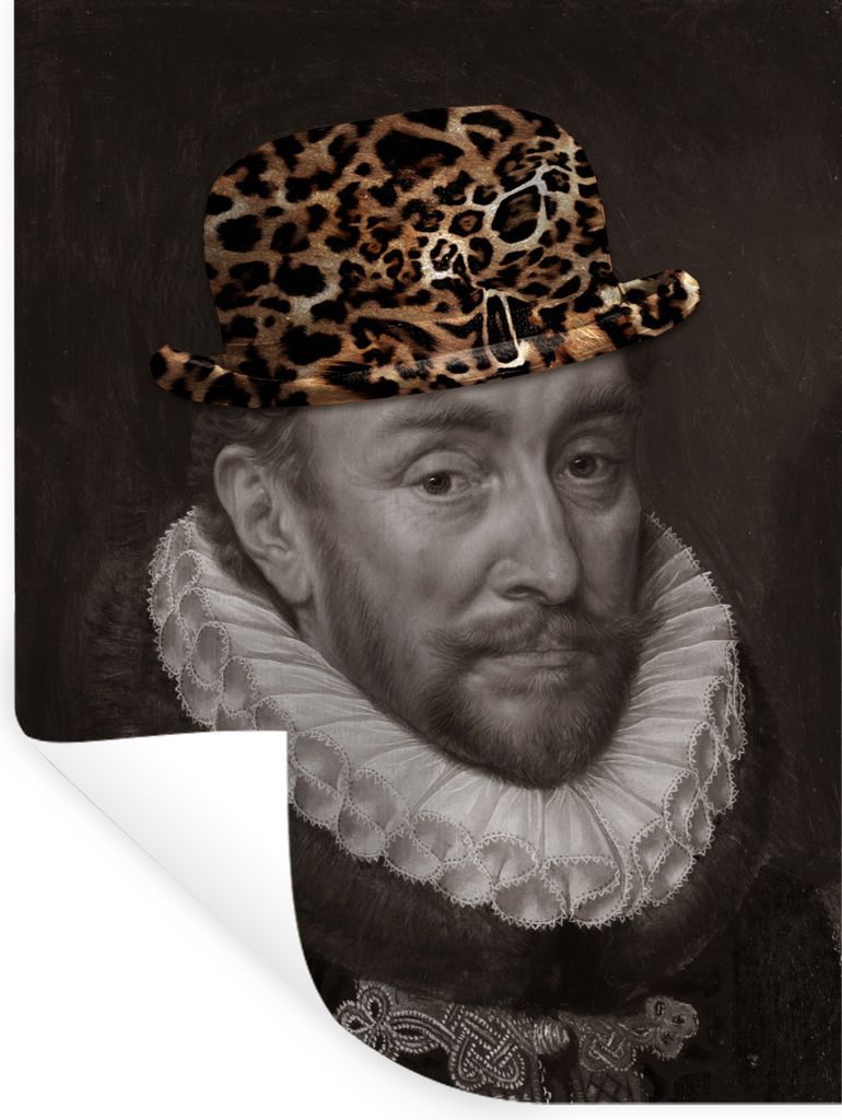 MuchoWow Wandtattoo Wandsticker Wandaufkleber Wilhelm von Oranien - Kunst - Pantherdruck 120x160 cm Selbstklebend und Repositionierbar - Wierderv...