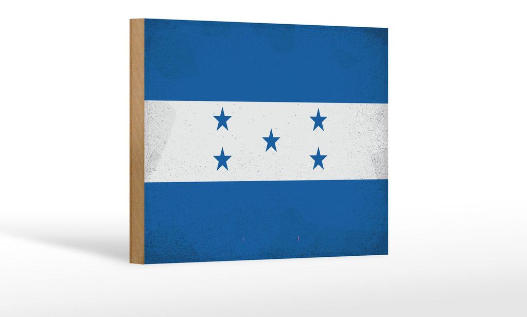 Holzschild Flagge Hondura 18x12cm Flag of Honduras Vintage Dekoration